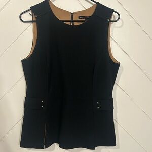 White House Black Market sleeveless black and Brown blouse with gold accents- 10